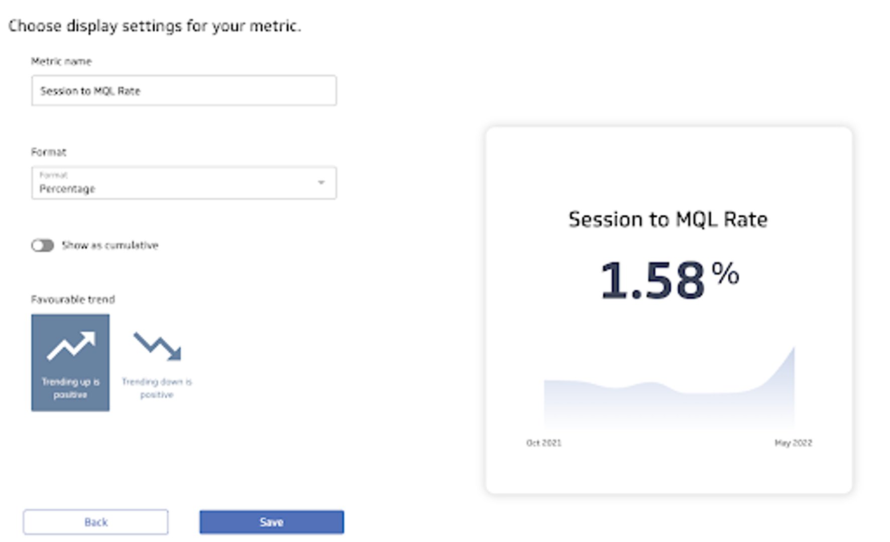 Choose Display Settings for Calculated Metrics Powermetrics